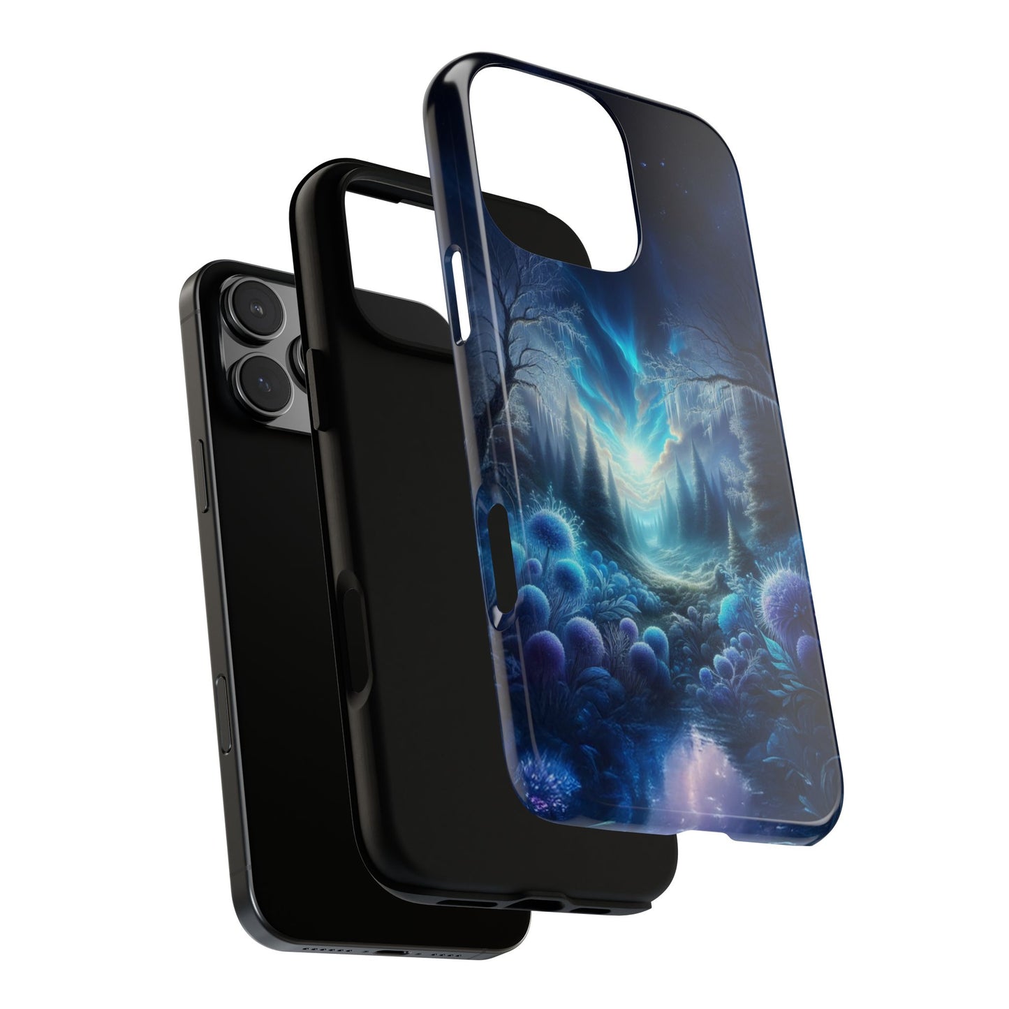 Nature Glow Tough Cases, Luminous Plants Forest Phone Covers, Ethereal Light Skyline, Stream Artwork, Sparkling Woods Phone Protectors