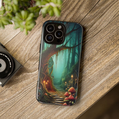 Phone Cases, Mystical Forest Design, Woodland Lanterns and Red Mushrooms, Tough Protective Cover, Gift for Nature Lovers, Unique Phone