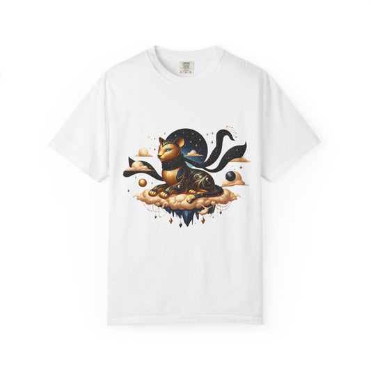 Cosmic Feline T-Shirt, Unisex Graphic Tee, Cat Lover Gift, Astrology Top, Unique Vintage Style, Everyday Wear