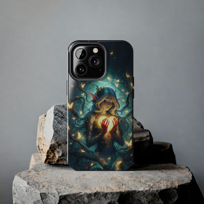 Enchanting Fairy Tough Phone Case with Glowing Heart, Fantasy Woodland Design, Magical Elegant Case for Fantasy Lovers, Mystical Fairy Phone