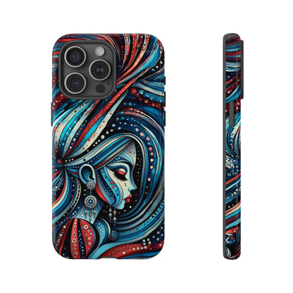 Phone Case, Celestial Woman Phone Cover, Red and Blue Cosmic Design, Tough Phone Shell, Protective Case, Unique Gift Idea, Space Lover Gift