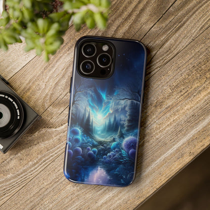 Nature Glow Tough Cases, Luminous Plants Forest Phone Covers, Ethereal Light Skyline, Stream Artwork, Sparkling Woods Phone Protectors