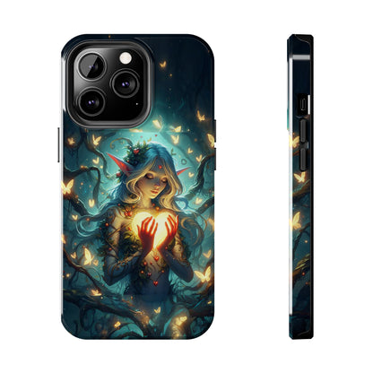 Enchanting Fairy Tough Phone Case with Glowing Heart, Fantasy Woodland Design, Magical Elegant Case for Fantasy Lovers, Mystical Fairy Phone