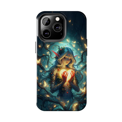 Enchanting Fairy Tough Phone Case with Glowing Heart, Fantasy Woodland Design, Magical Elegant Case for Fantasy Lovers, Mystical Fairy Phone