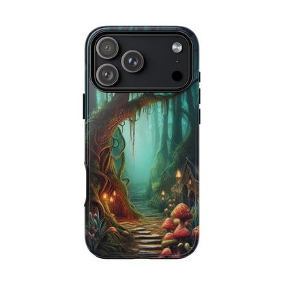 Phone Cases, Mystical Forest Design, Woodland Lanterns and Red Mushrooms, Tough Protective Cover, Gift for Nature Lovers, Unique Phone