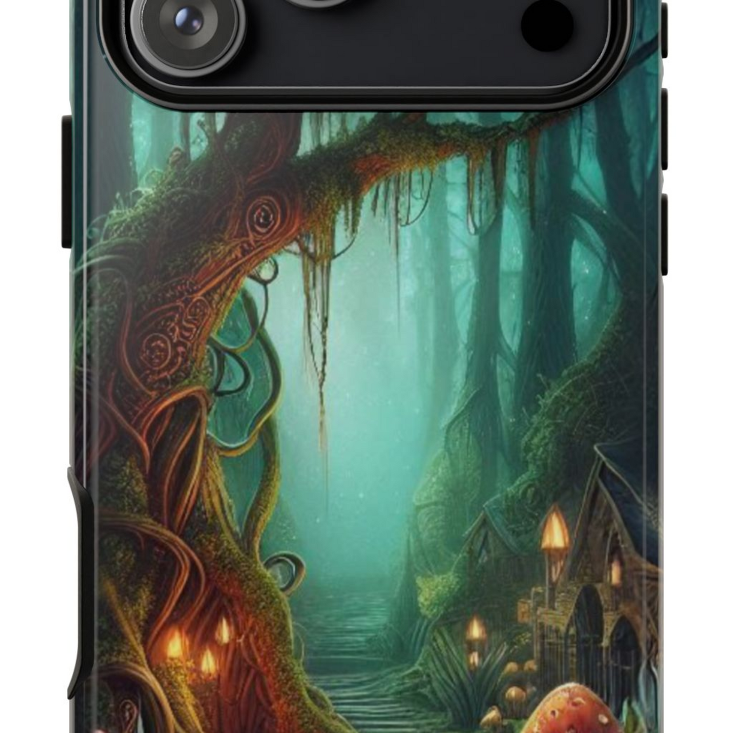Phone Cases, Mystical Forest Design, Woodland Lanterns and Red Mushrooms, Tough Protective Cover, Gift for Nature Lovers, Unique Phone