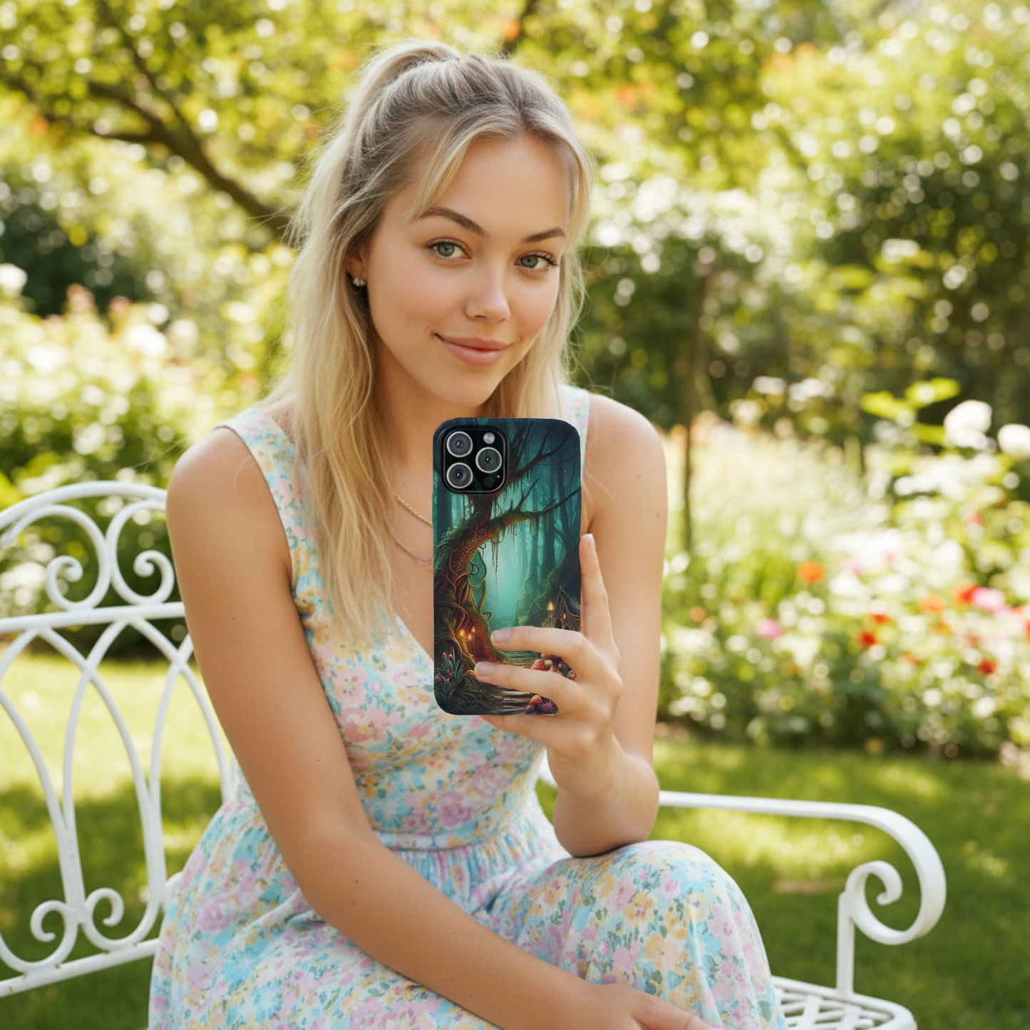 Phone Cases, Mystical Forest Design, Woodland Lanterns and Red Mushrooms, Tough Protective Cover, Gift for Nature Lovers, Unique Phone