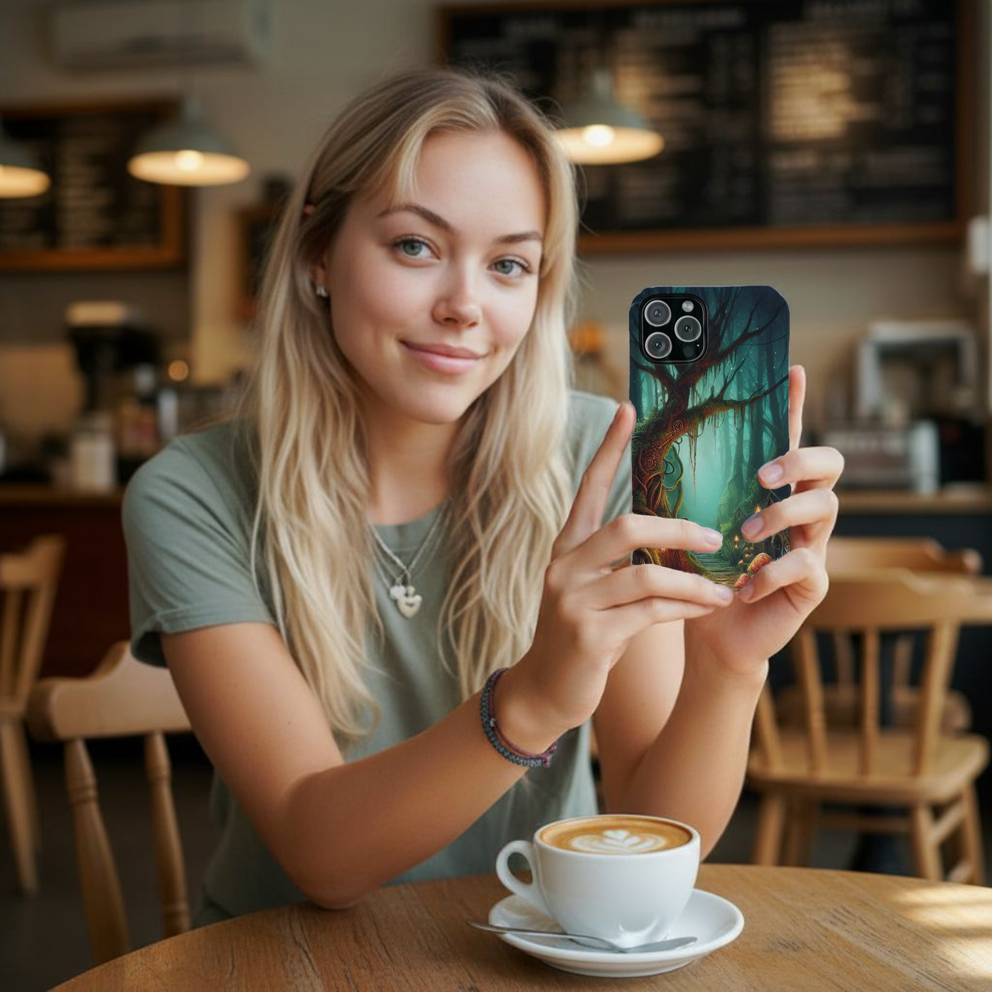 Phone Cases, Mystical Forest Design, Woodland Lanterns and Red Mushrooms, Tough Protective Cover, Gift for Nature Lovers, Unique Phone