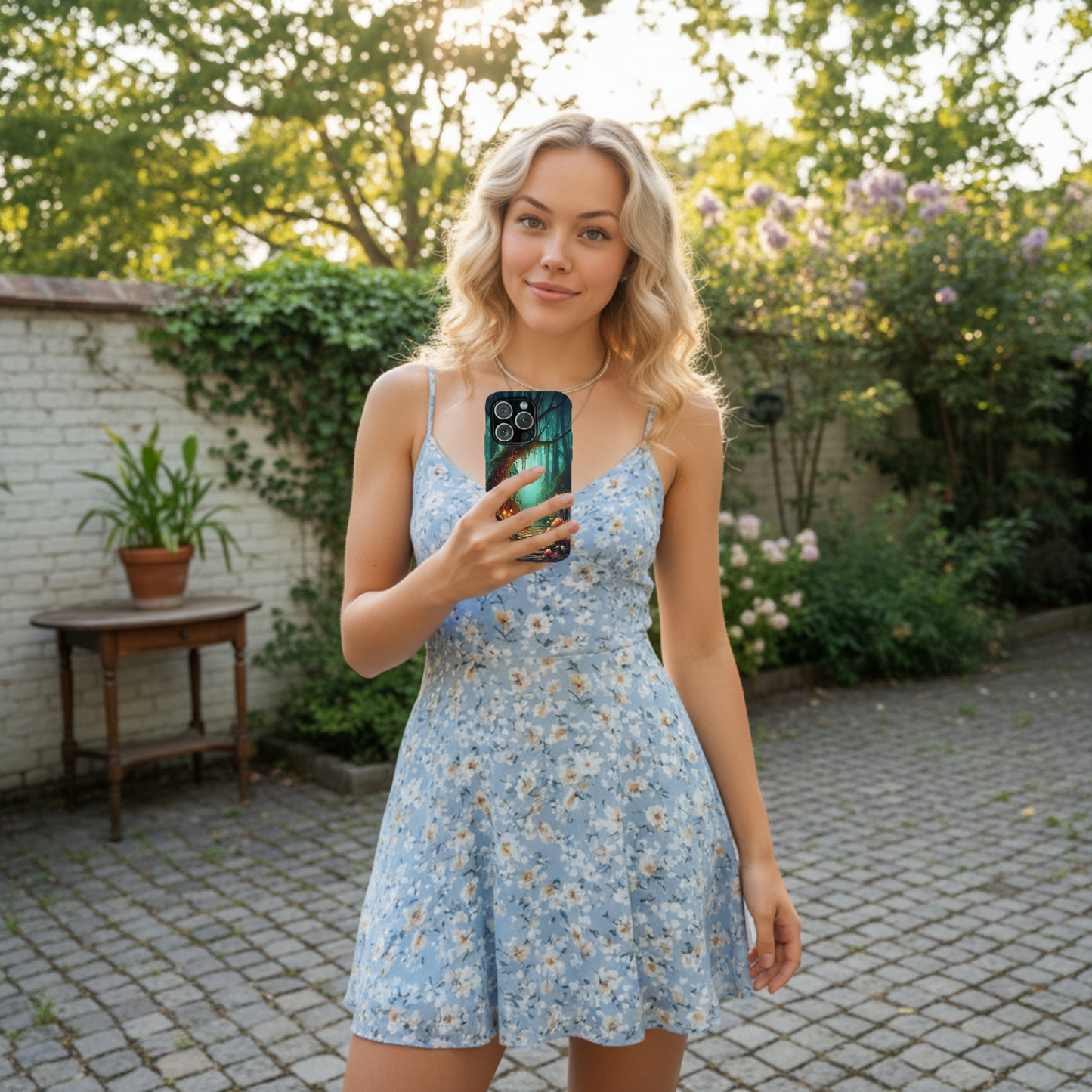 Phone Cases, Mystical Forest Design, Woodland Lanterns and Red Mushrooms, Tough Protective Cover, Gift for Nature Lovers, Unique Phone