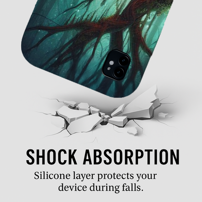 Phone Cases, Mystical Forest Design, Woodland Lanterns and Red Mushrooms, Tough Protective Cover, Gift for Nature Lovers, Unique Phone