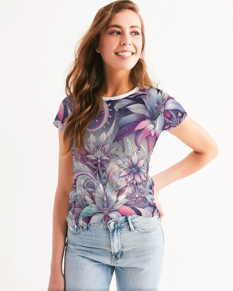 Floral Fantasia in Cosmic Symphony Women's Tee