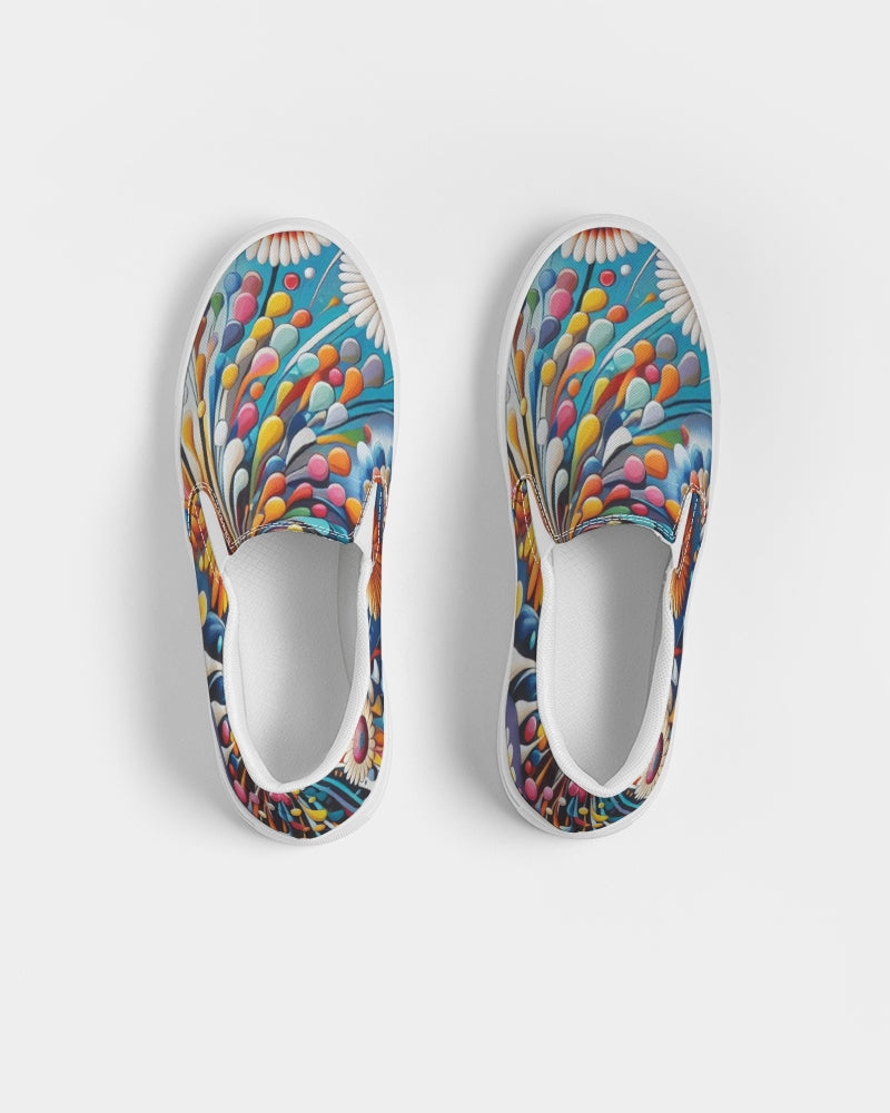 flowers fireworks  Women's Slip-On Canvas Shoe