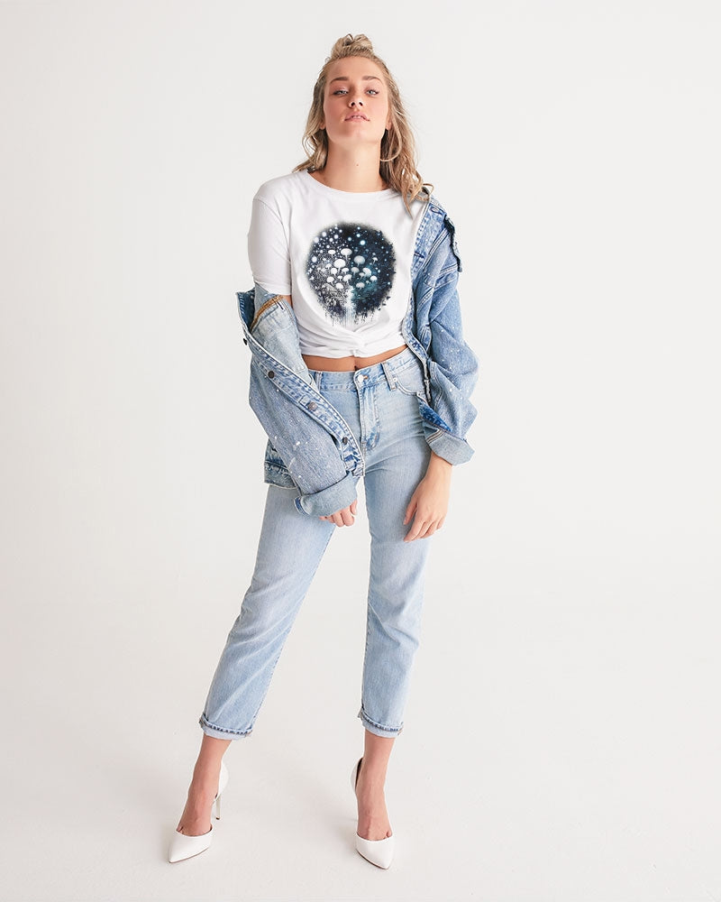 Moonlit Magic Women's Twist-Front Cropped Tee