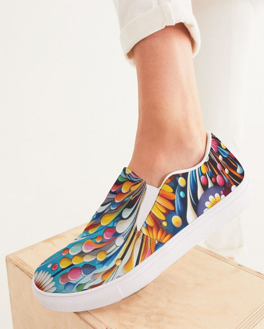 flowers fireworks  Women's Slip-On Canvas Shoe