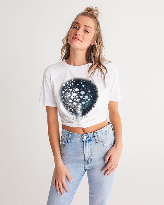 Moonlit Magic Women's Twist-Front Cropped Tee